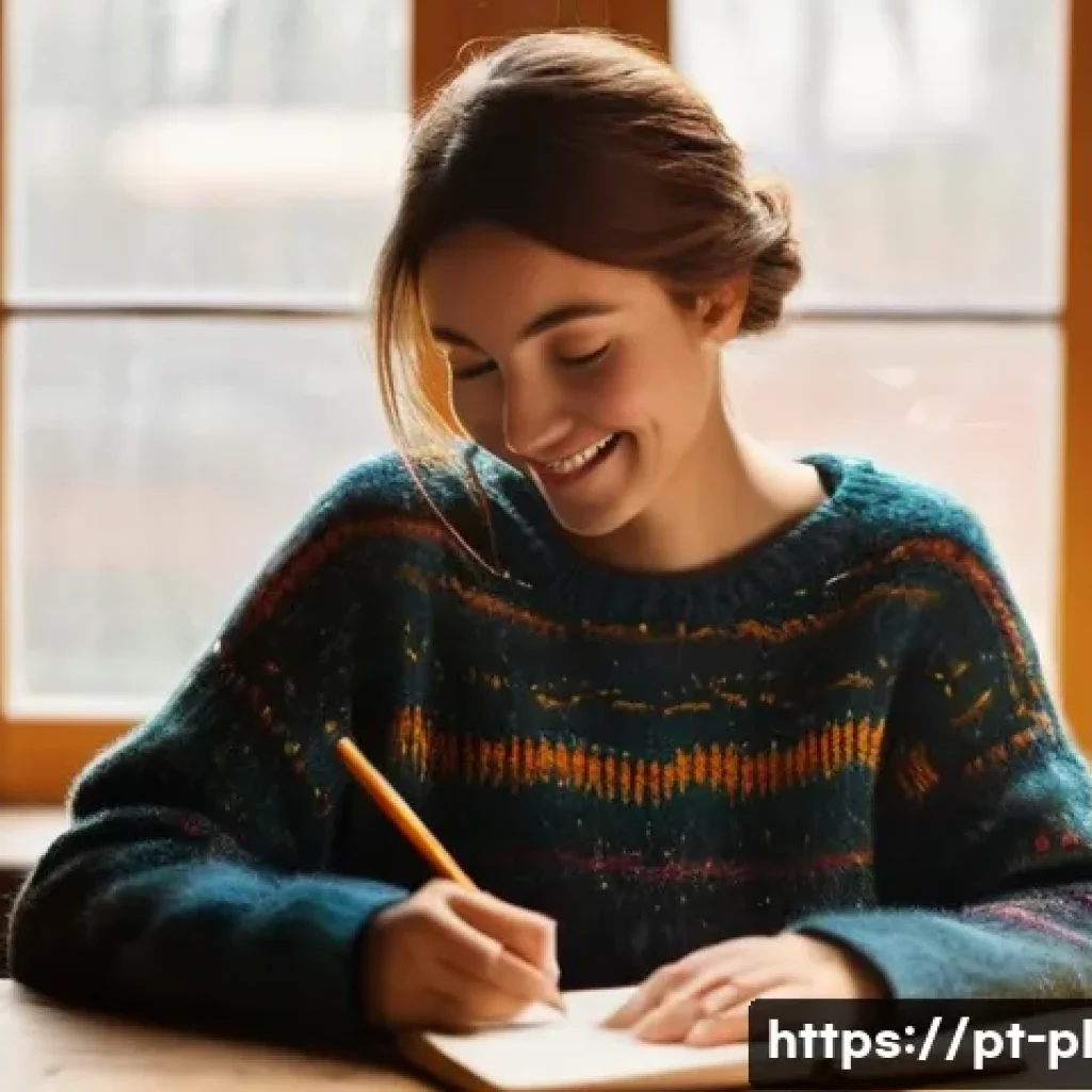 질의응답 세션의 기억에 남는 마무리하기 - **Prompt:** A cozy and sunlit home study. A young woman with warm, chestnut-brown hair, wearing a co...