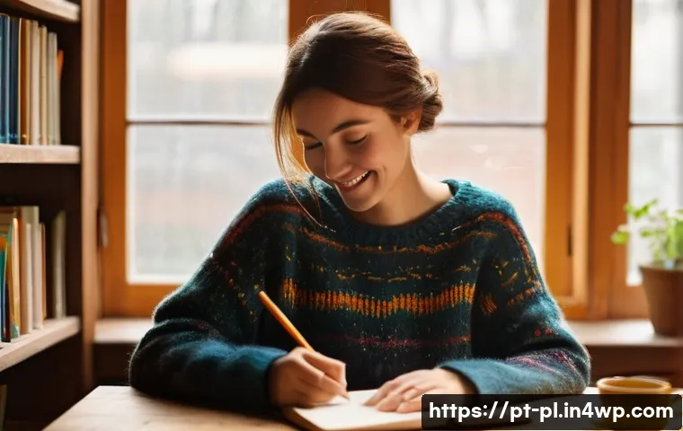 질의응답 세션의 기억에 남는 마무리하기 - **Prompt:** A cozy and sunlit home study. A young woman with warm, chestnut-brown hair, wearing a co...