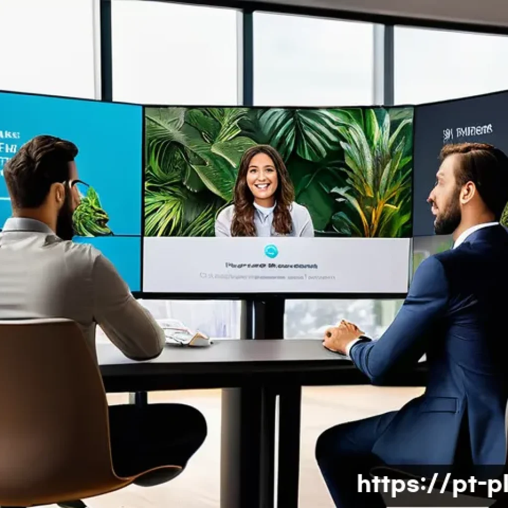 질의응답 세션의 다양한 형식 비교하기 - A modern digital webinar scene featuring a diverse group of Brazilian professionals engaging in a li...
