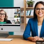 Home 20 질의응답 세션에서 청중의 기대 관리하기 - A professional virtual webinar setting featuring a diverse group of Brazilian Portuguese-speaking at...