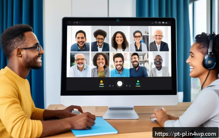 질의응답 세션을 통해 얻는 이점 - A diverse group of adults engaged in a lively online Q&A session via videoconference, showing expres...